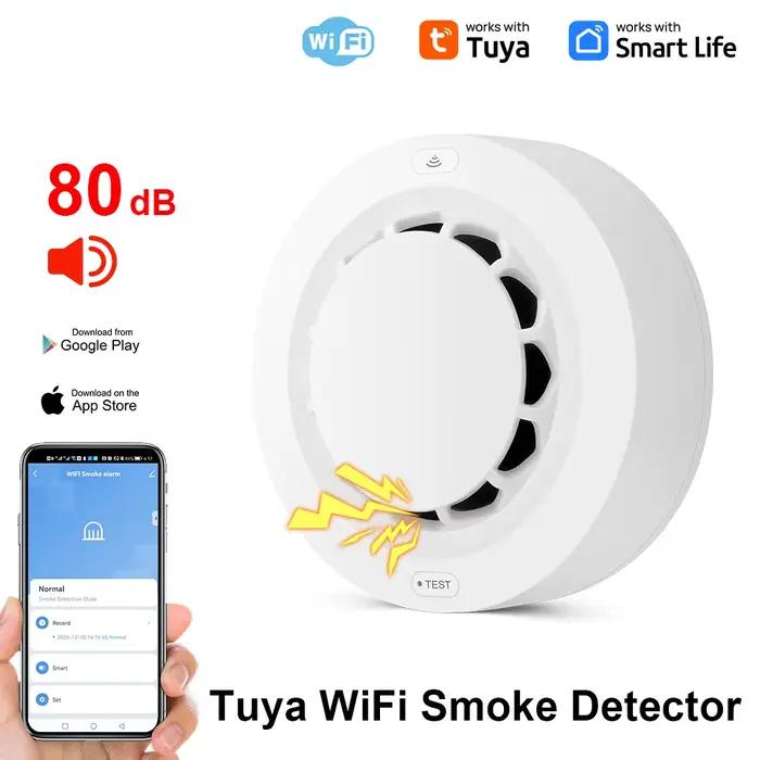 Tuya Wifi détecteur de fumée capteur sans fil Protection incendie vie intelligente détecteur de fumé