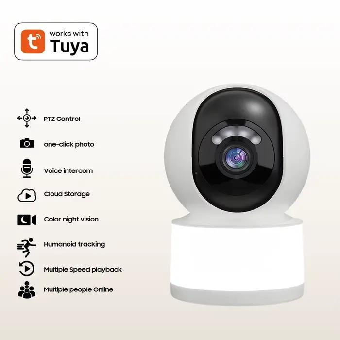 Caméra IP PTZ sans fil 3MP 1296P Carecam/Tuya avec vision nocturne couleur, détection de mouvement h