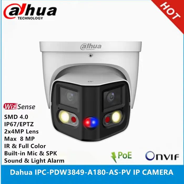 Dahua IPC-PDW3849-A180-AS-PV 2x4MP objectif max 8MP POE EPTZ SMD micro intégré et SPK TiOC IR et cam