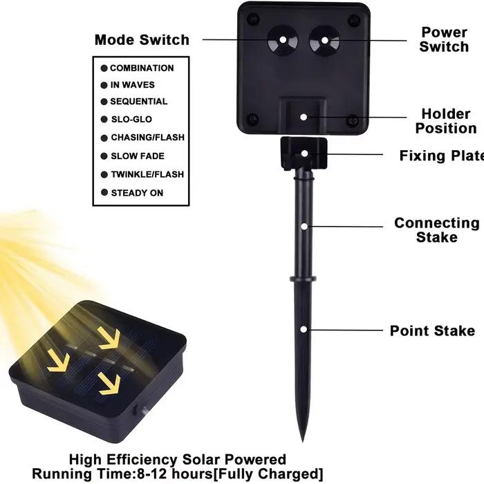 23-99ft LED lumière solaire 50-300 lumières extérieure étanche fée guirlande lumières fête de noël H