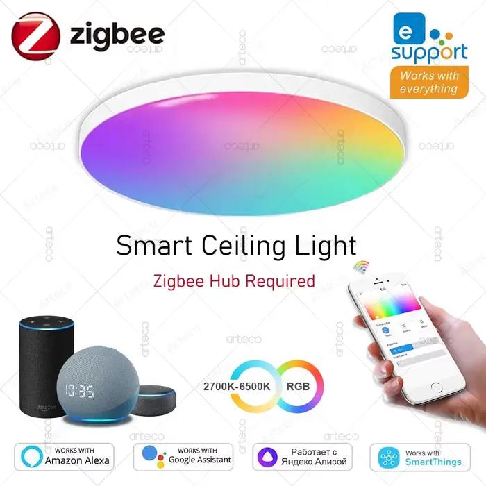 EWelink Zigbee plafonnier intelligent 24W Zigbee Led plafonnier RGBCW Led plafonniers Alexa lampe in