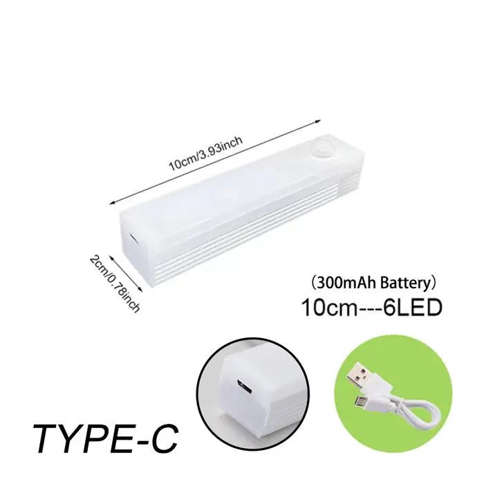 Veilleuse LED aste sans fil avec capteur de mouvement, type C, lampe d'armoire, rétroéclairage d'esc