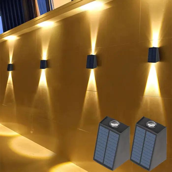 2 LED lampe murale solaire étanche extérieure solaire jardin décor lumières haut et bas éclairage lu