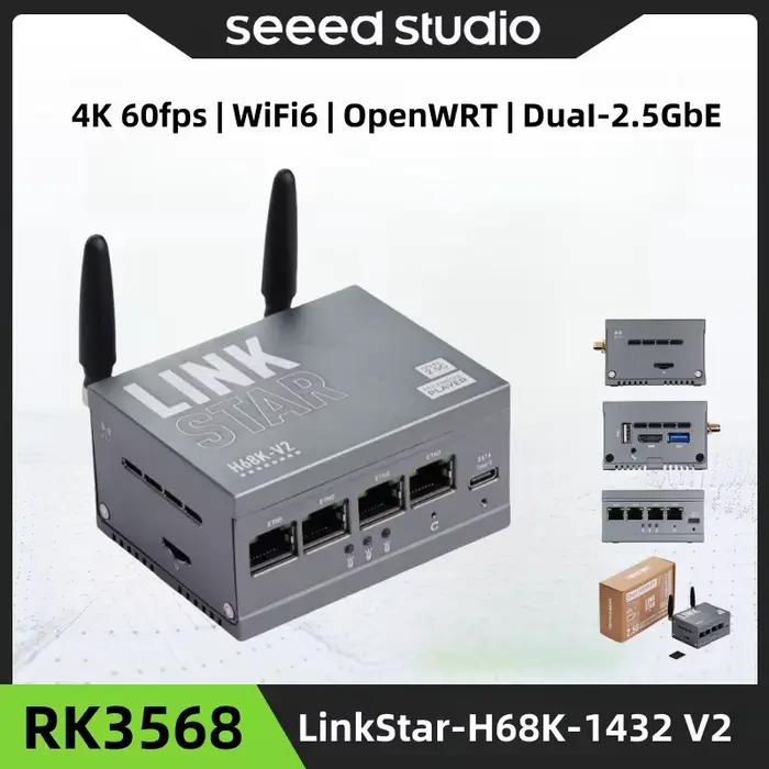 LinkStar-H68K-1432 V2 Wi-Fi 6 pour Home Assistant avec 4 Go RAM et 32 Go eMMC, Ethernet dual-2.5G et