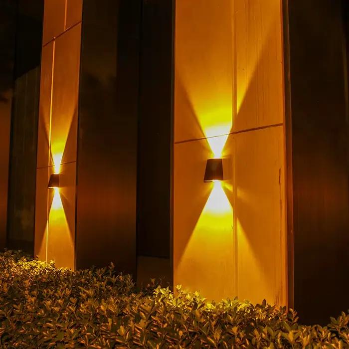 2 LED lampe murale solaire étanche extérieure solaire jardin décor lumières haut et bas éclairage lu
