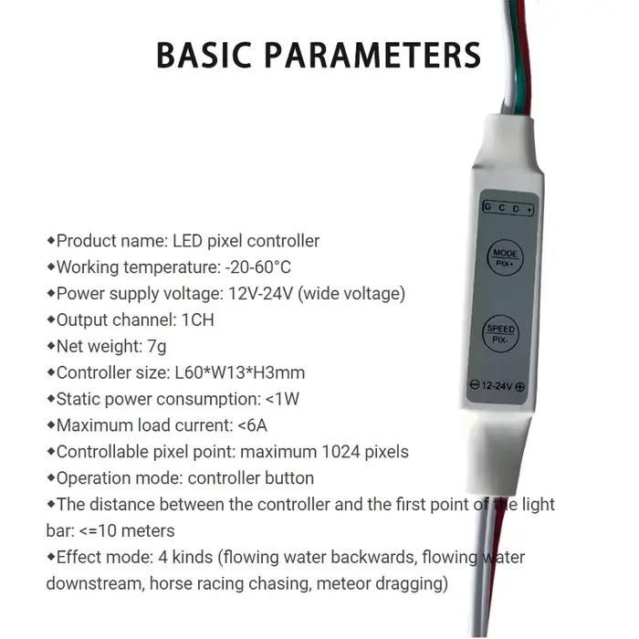 WS2811 LED bande 12V 24V contrôleur de débit Simple Mini 2 touches LED barre de chasse variateur de 
