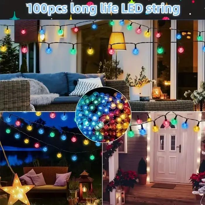 5M/6.5M étanche solaire bulle boule lumière chaîne lumières extérieure boule de cristal chaîne lumiè