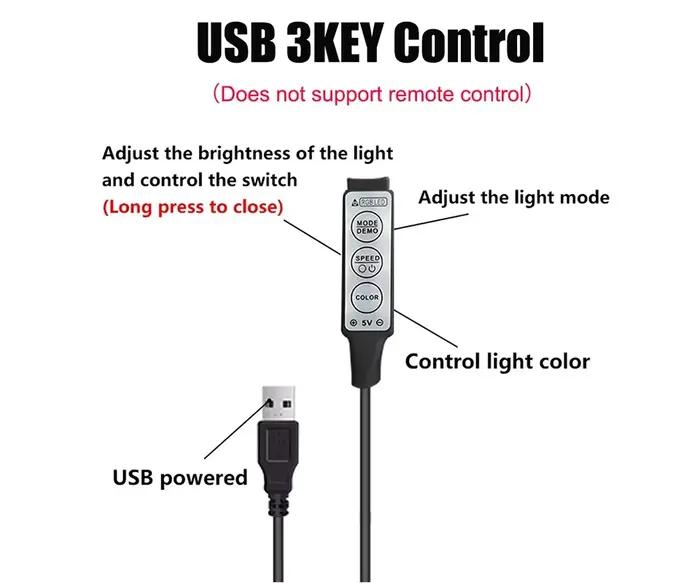 Bande LED RGB contrôleur Mini 3 24 44 touches connecteur USB télécommande IR variateur pour 5050 283