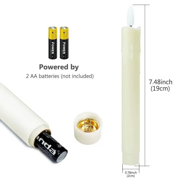 2Pack LED bougies coniques sans flamme lumières 3D mèche batterie bougies de Simulation de noël boug