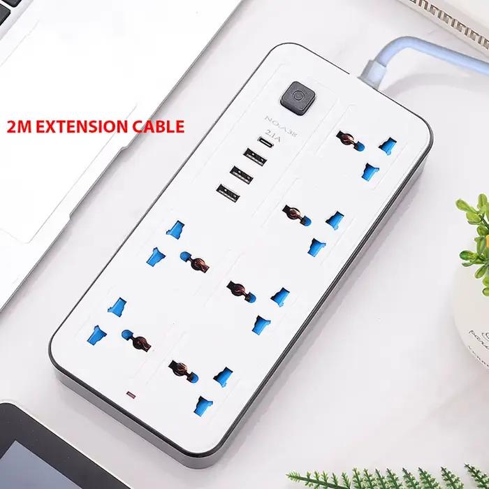 Prise universelle multi-robinet, prise EU US UK, multiprise avec rallonge de 2m, Port USB AC Type C,