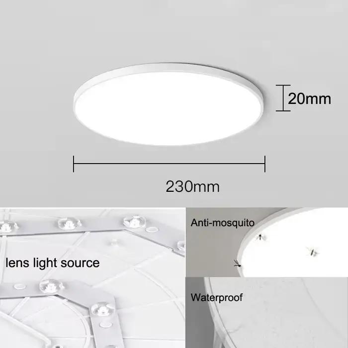Plafonnier LED ultra fin pour salle de bain, étanche et anti-poussière, luminaire pour salon et cuis