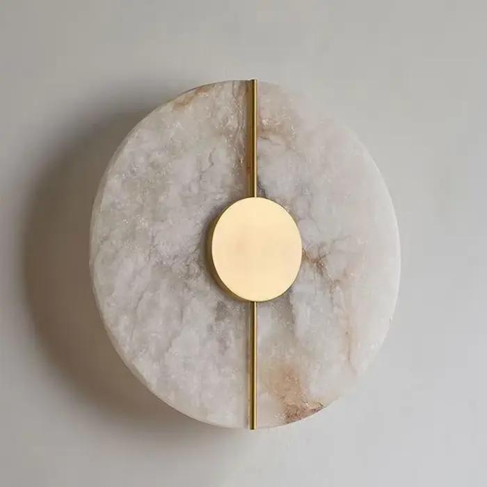 Moderne créatif marbre applique albâtre lune salon or cuivre maison intérieur décoration LED appliqu