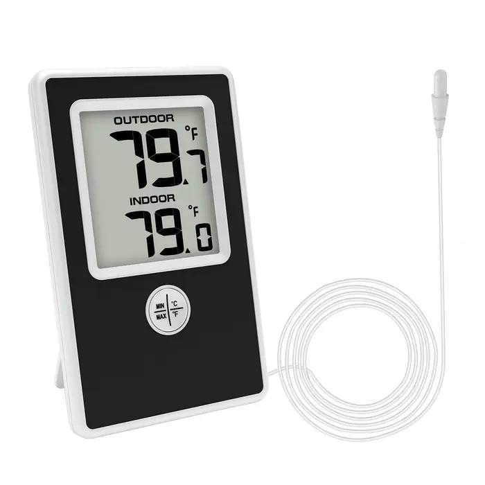 Thermomètre intérieur et extérieur, moniteur numérique filaire de température ambiante avec capteur 