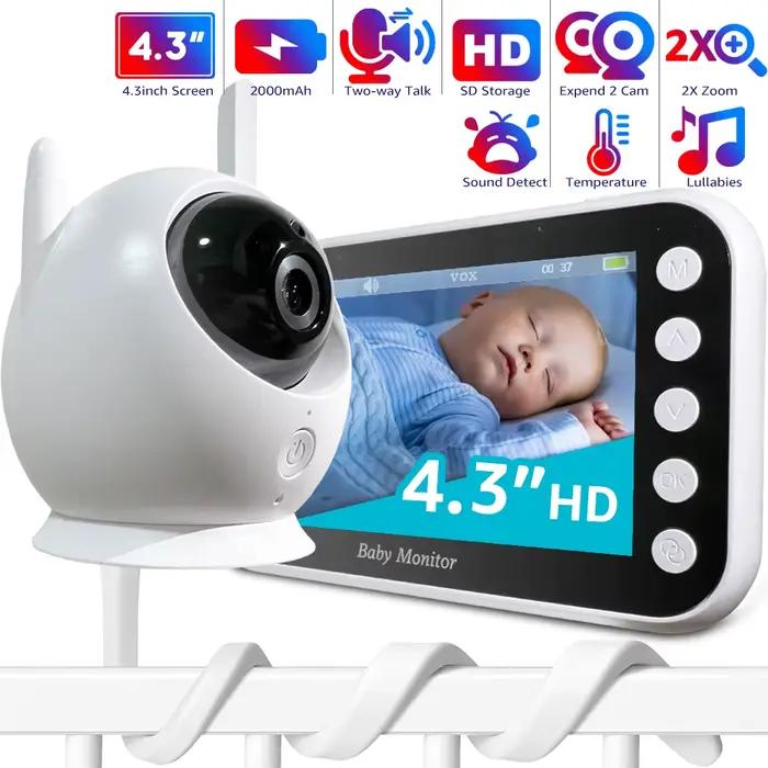 Écran de 4,3 pouces Zoom 2X pour bébé avec longue durée de vie de la batterie Moniteur vidéo pour bé