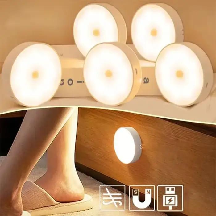 LED détecteur de mouvement veilleuse USB Rechargeable lampe de nuit pour armoires de cuisine armoire