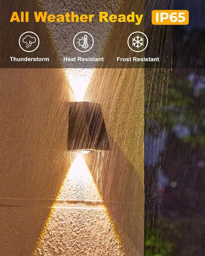 2 LED lampe murale solaire étanche extérieure solaire jardin décor lumières haut et bas éclairage lu