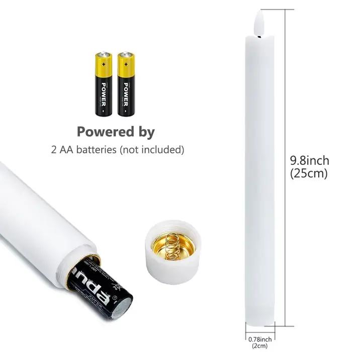 2Pack LED bougies coniques sans flamme lumières 3D mèche batterie bougies de Simulation de noël boug