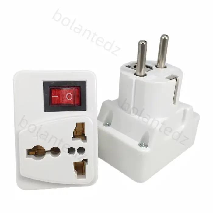 Adaptateur universel blanc 250v 10A EU, prise Portable étendue, convertisseur mural allemand et fran