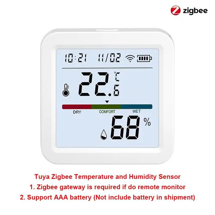Capteur intelligent de température et d'humidité domestique Tuya ZigBee, avec rétro-éclairage LCD, f