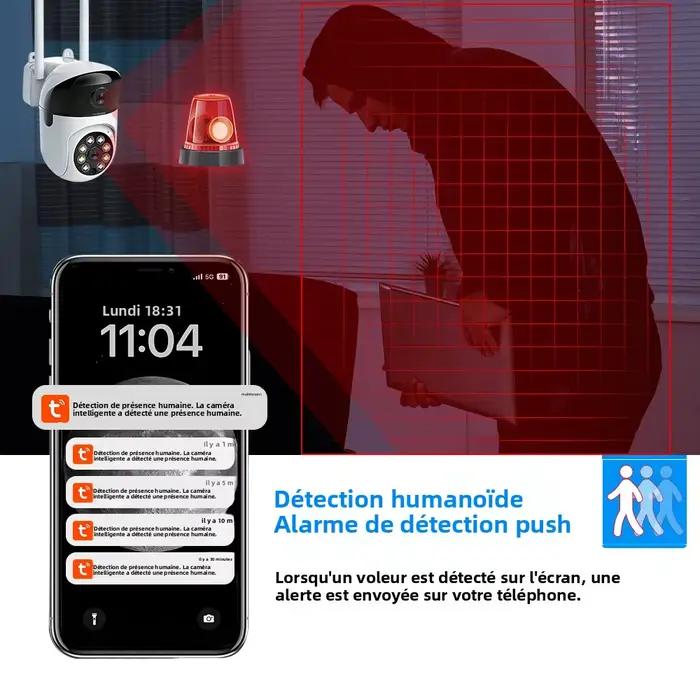 Caméra de sécurité intérieure Wifi Tuya Smart Life 6MP à double objectif HD