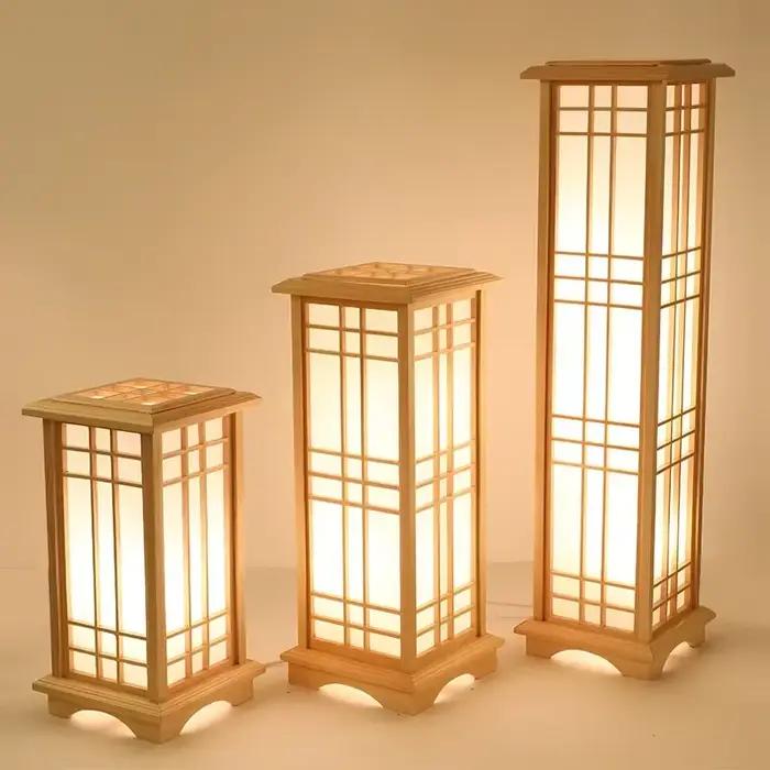 Lampadaire moderne salon pour chambre chevet décoration de la maison lumière LED abat-jour en bois massif canapé salle à manger Table d'étude luminaire