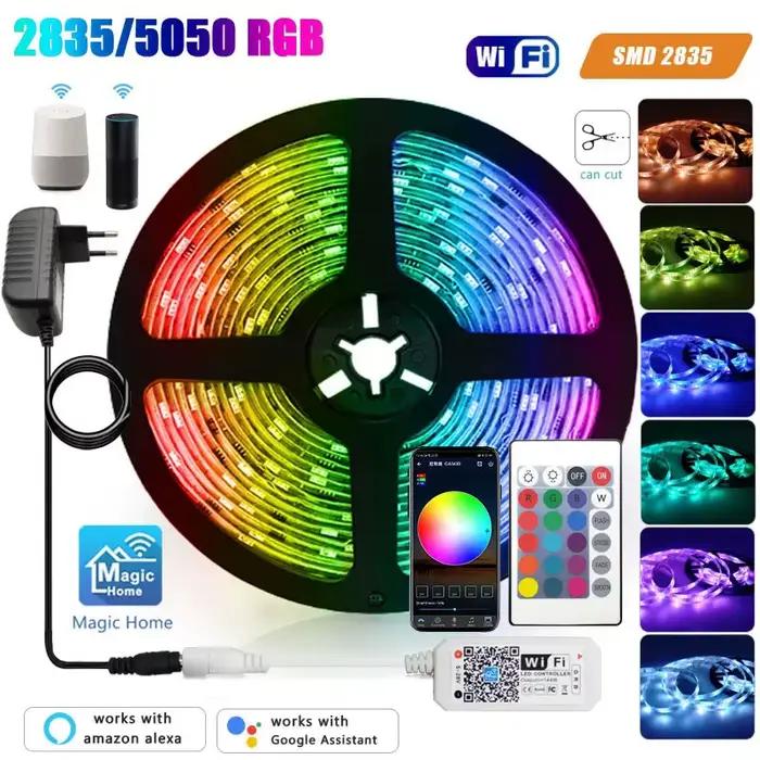 Bande lumineuse LED 12V 5050 2835 RGB auto-adhésive intelligente Wifi Bluetooth