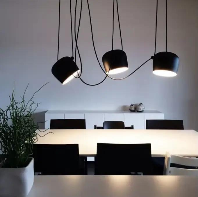 Éclairage pour salon moderne Simple tambour en aluminium industriel vent magasin de vêtements café ciel filles lustre dispersé