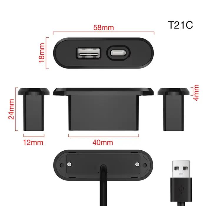 Table prises de courant cachées USB + prise type-c alimentation intégrée