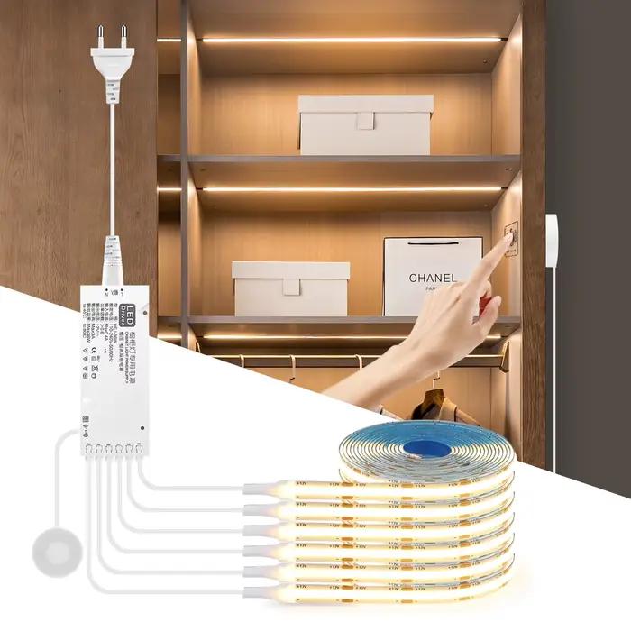 Dimmable LED armoire lumière COB bande cuisine étagère garde-manger vitrine chambre placard rétro-éclairage lampe main tactile capteur de mouvement interrupteur