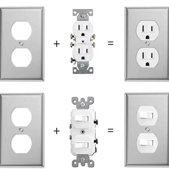 Cache-prise décoratif en acier inoxydable pour interrupteurs et prises