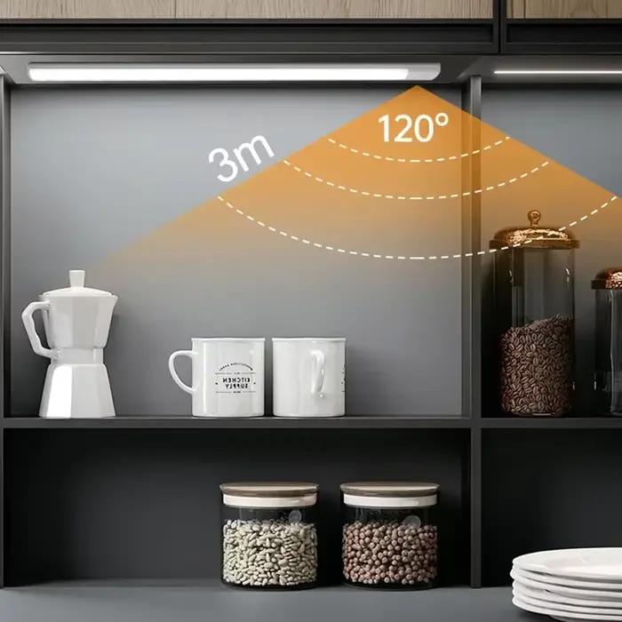 Sous-meuble lumières LED capteur de mouvement veilleuse USB Rechargeable lampes à intensité variable pour armoires de cuisine chambre armoire éclairage