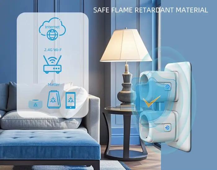 Prise intelligente Wi-Fi Matter EU avec fonction de surveillance de la consommation d'énergie