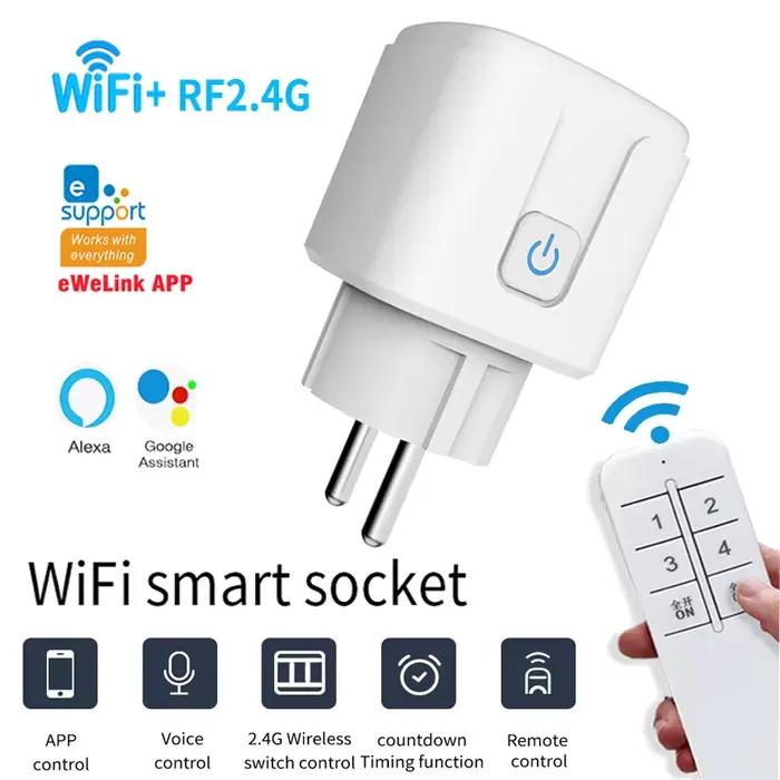 Prise Wi-Fi intelligente avec application Ewelink pour un contrôle automatique du minuterie et des commandes vocales