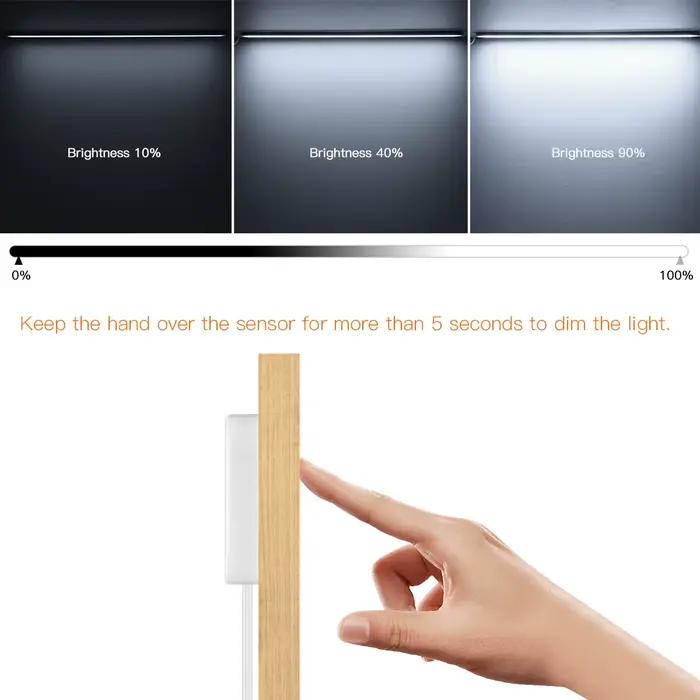 Cuisine LED sous armoire lumière pénétrable interrupteur tactile bois main balayage capteur de mouvement réglable salle de bain barre lampe de nuit éclairage