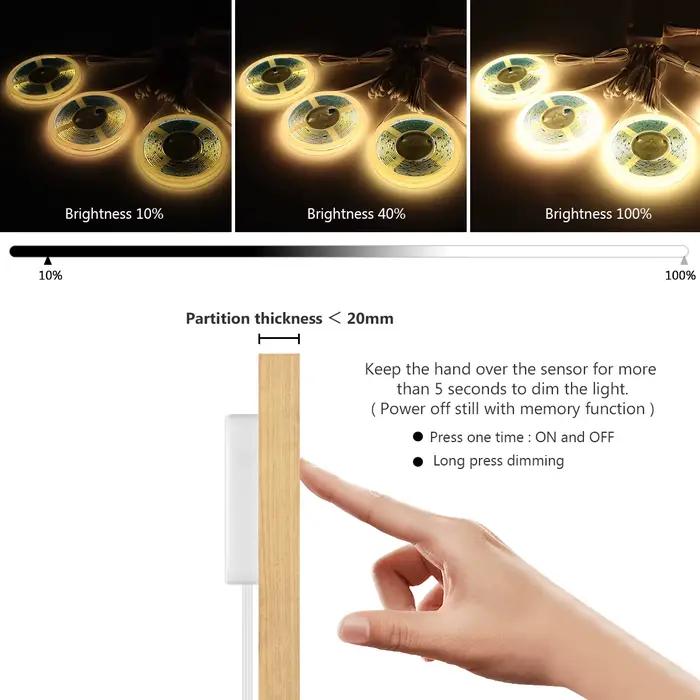 Bande Lumineuse LED COB à Capteur Tactile Intensité Réglable