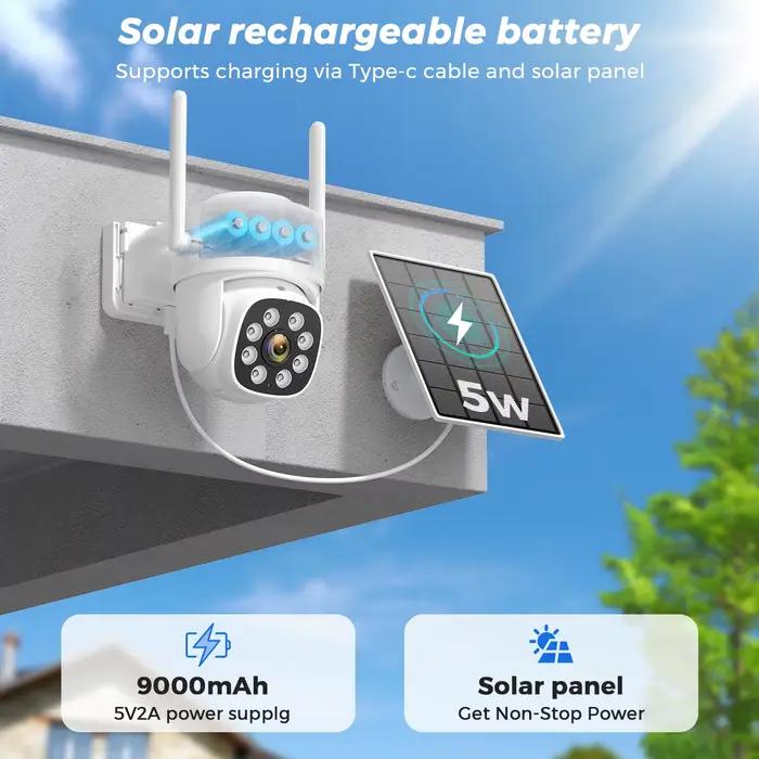 Caméra Solaire WiFi sans Fil ANBIUX Caméra AOV Extérieure 24/7 Avec Détection de Mouvement et Zoom Numérique 4X Sécurité Intégrale Occasions Spéciales