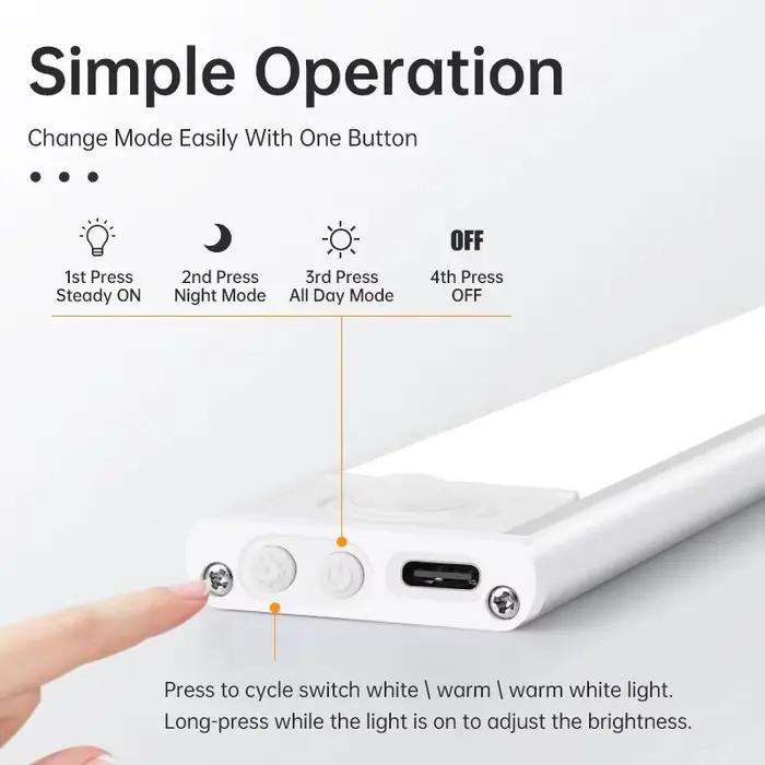 LED capteur de mouvement lumière veilleuse sans fil USB sous armoire