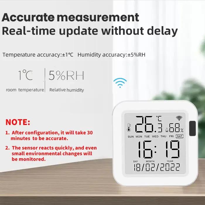 Capteur intelligent de température et d'humidité Tuya avec rétroéclairage pour maison intelligente