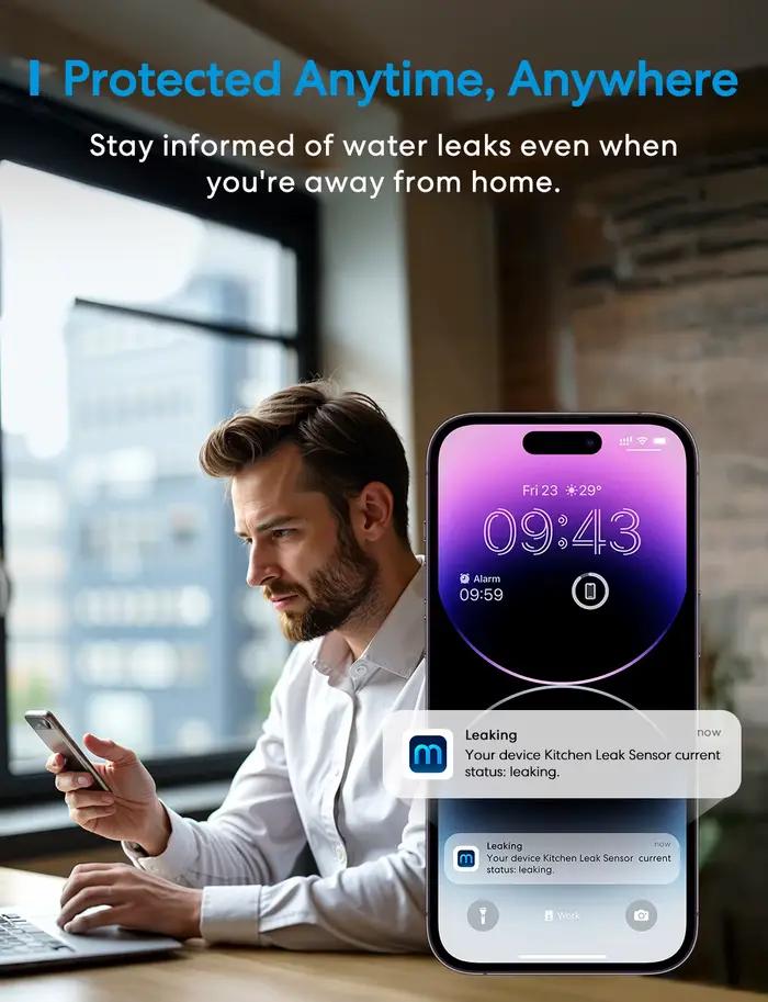 Meross Homekit capteur de fuite d'eau intelligent avec système d'alarme contrôle par application détecteur