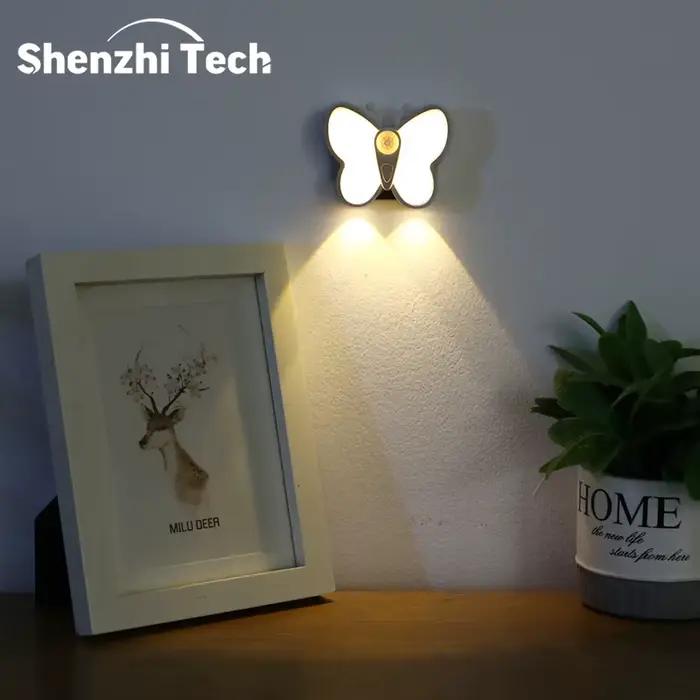 Papillon capteur de mouvement veilleuse LED sous armoire lumières lampe Rechargeable pour placard
