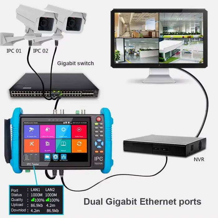 Testeur de caméra de sécurité NF-IPC716 IPC-9800 CCTV 7 pouces 8MP TVI AHD CVI avec sortie HDMI