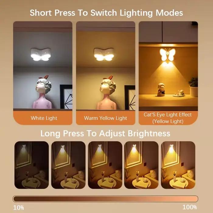 Papillon capteur de mouvement veilleuse LED sous armoire lumières lampe Rechargeable pour placard