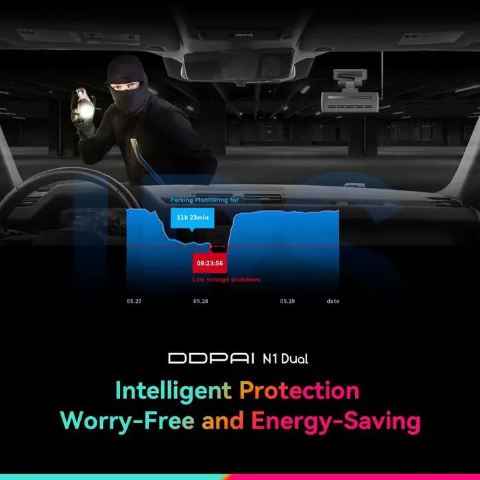 DDPAI Dash Cam N1 double enregistrement avant et arrière NightVIS 1296P