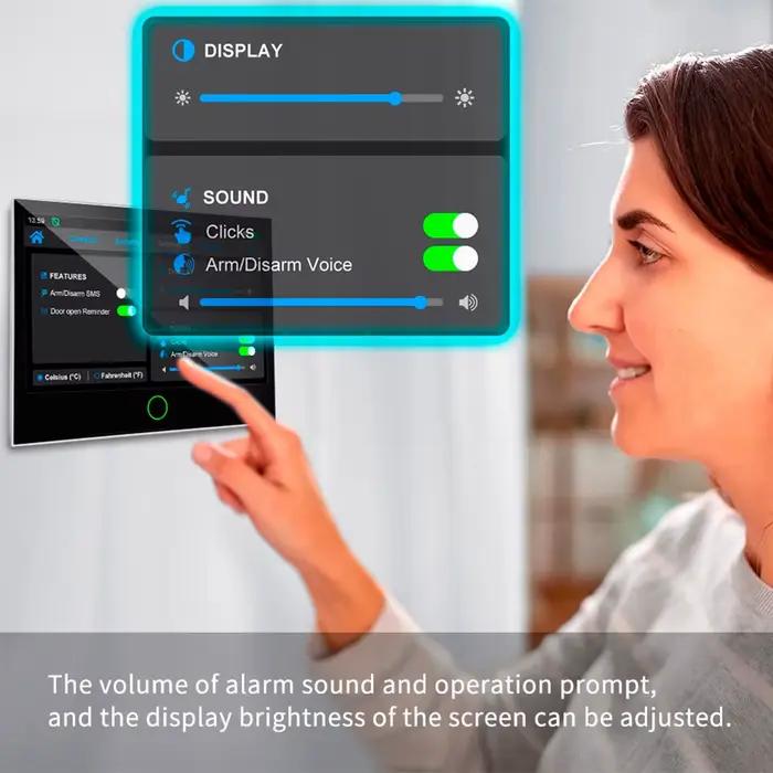 Kit de système d'alarme KERUI avec grand écran tactile IPS, contrôle par application, compatibilité avec Amazon Alexa, Google Assistant, et prise en charge de 6 langues pour sécurité maison et commerce