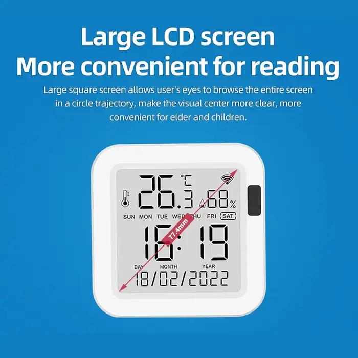 Capteur intelligent de température et d'humidité Tuya avec rétroéclairage pour maison intelligente