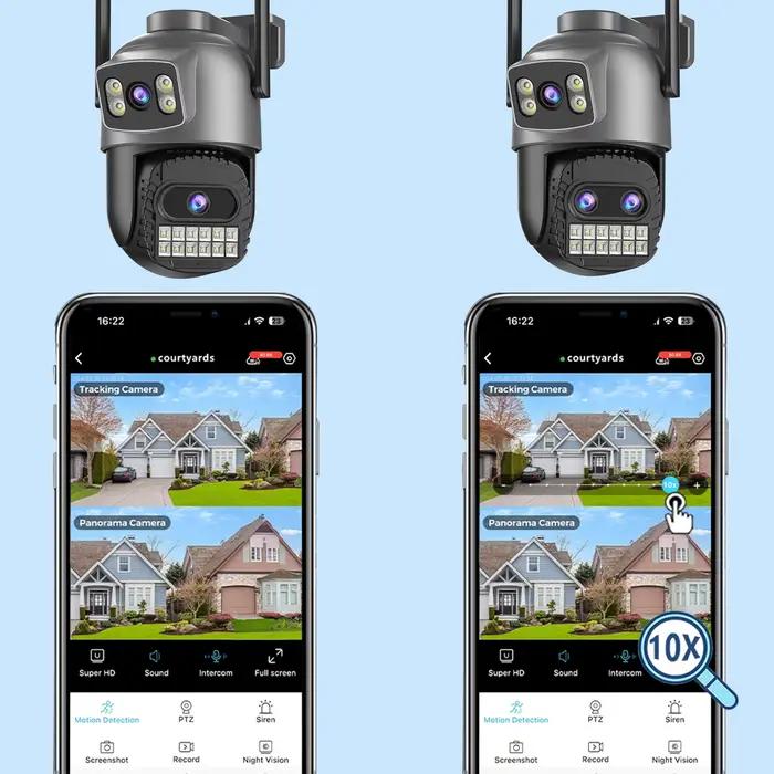 BESDER 15MP Wifi caméra PTZ extérieur double écran 10X Zoom numérique détection humaine 10MP sécurité IP