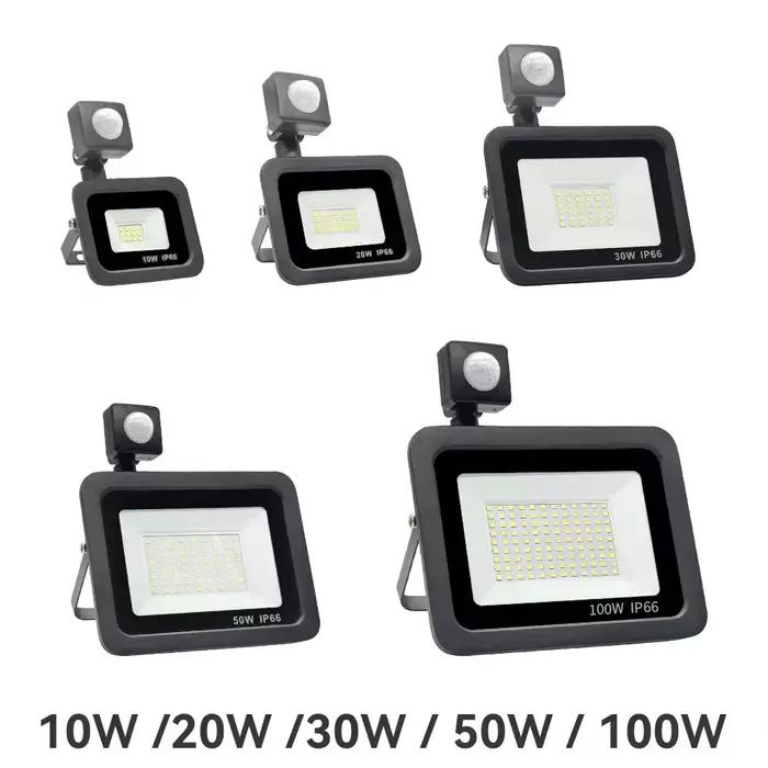 Éclairage LED PIR capteur de mouvement projecteur LED extérieur 10W 20W 30W 50W 100W IP66 étanche