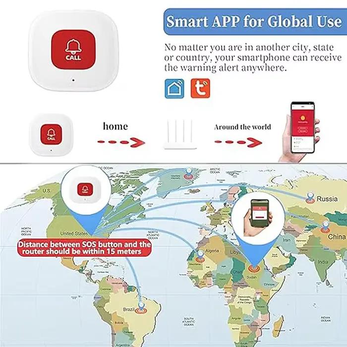 ACJ WiFi bouton d'appel d'urgence intelligent TUYA SOS soignant téléavertisseur téléphone alerte transmetteur