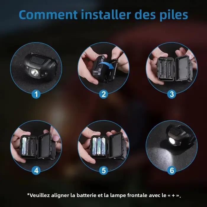 BORUiT 3W puissant Mini lampe frontale lumière rouge phare LED 4 modes étanche tête torche Camping chasse