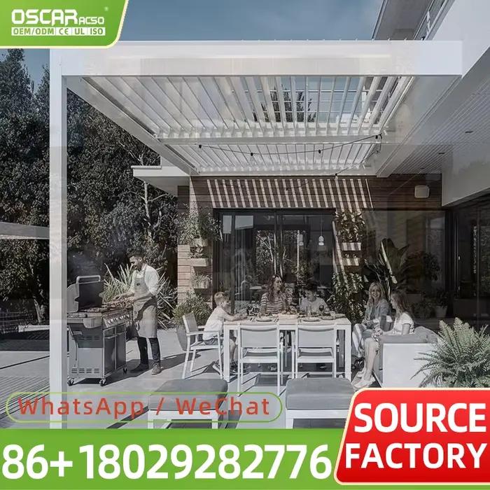 Pergola de terrasse motorisée rétractable à lames orientables